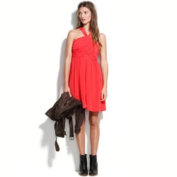 Women's NEW 4 🎀 New Madewell “Twilight Twirl” Dress 🎀 Orange Bridesmaid Formal - Picture 1 of 5